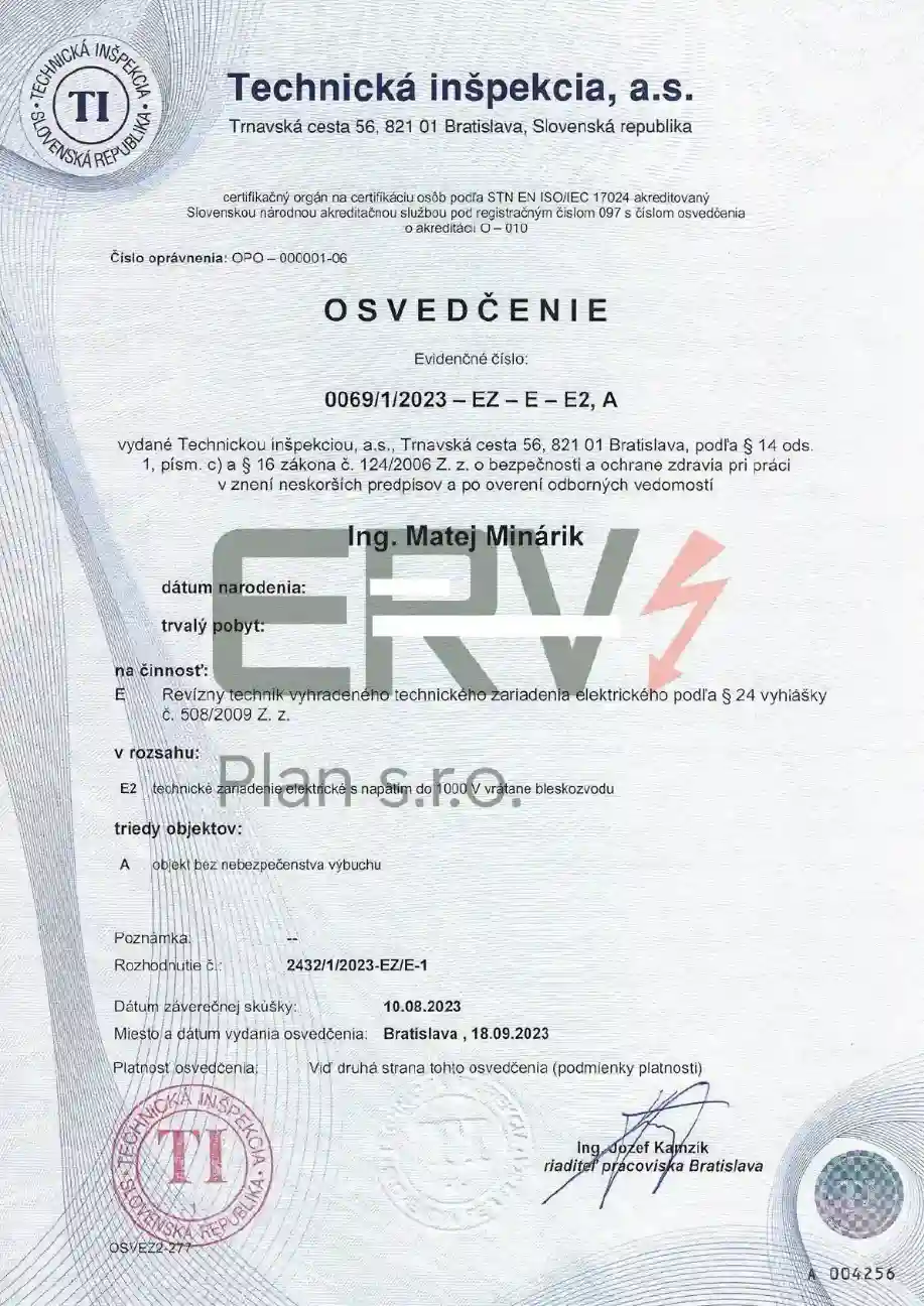 Osvedčenie revízny technik